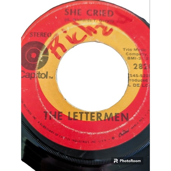 The Lettermen: She Cried For Love 45 RPM Capitol Record 1960's Trio Music - Picture 2 of 4